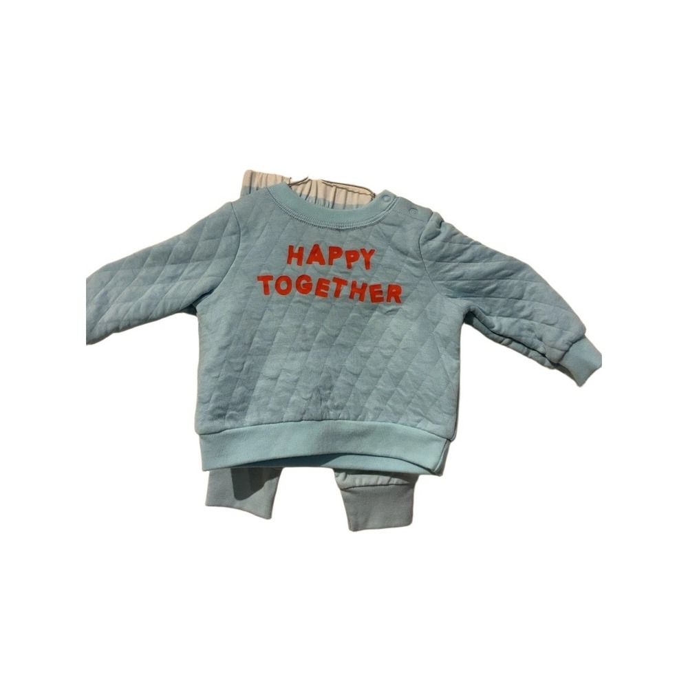 Cat & Jack Baby 3-6M Quilted Happy Together Sweatshirt and Striped Pants Set NEW